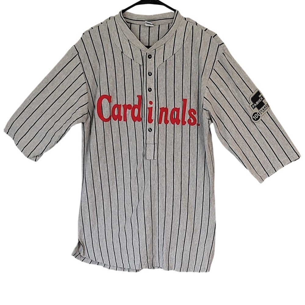 St Louis Cardinals Fabick 100 Years Baseball Jersey Gray Pinstripe XL‎